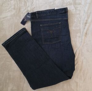 NWT Chaps Womens Deep Indigo Straight Jeans Size 24 WR Inseam 32